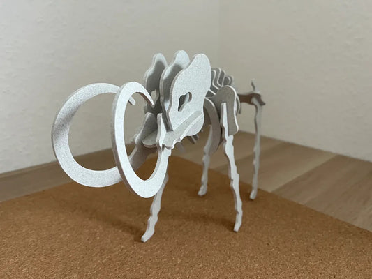 Beigefarbenes Mammut-3D-Puzzle aus gedruckten PLA-Teilen – Ansicht 2