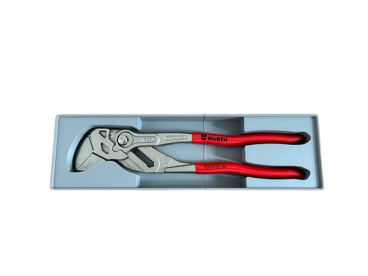 Hellblaue Gridfinity-Aufbewahrungsbox für eine Würth-Knipex-Kombizange