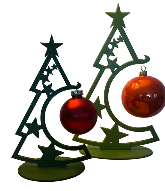 Zwei grüne Tisch-Weihnachtsbäume aus PLA