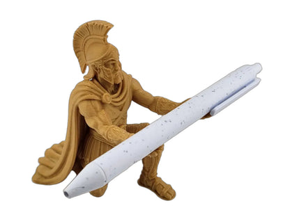 Goldfarbener Odysseus-Stiftehalter als griechische Heldenfigur