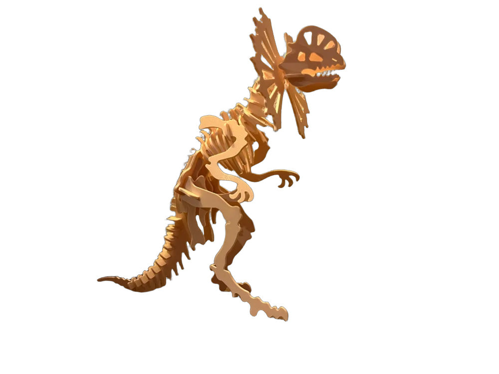 Beigefarbenes Dilophosaurus-3D-Puzzle in Dinosaurierform
