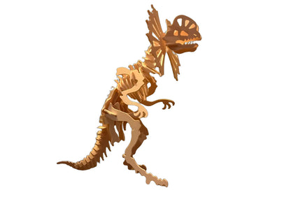 Beigefarbenes Dilophosaurus-3D-Puzzle in Dinosaurierform