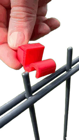 50 PETG-Halteclips für Doppelstabmattenzäune, rot, einklickbar mit wechselbaren Haken, werkzeuglose Montage