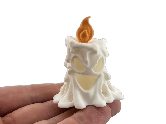 Zehn Halloween-Geisterhaus-Dekorationsteile mit Kerzenmotiv in Jade White und Pumpkin Orange