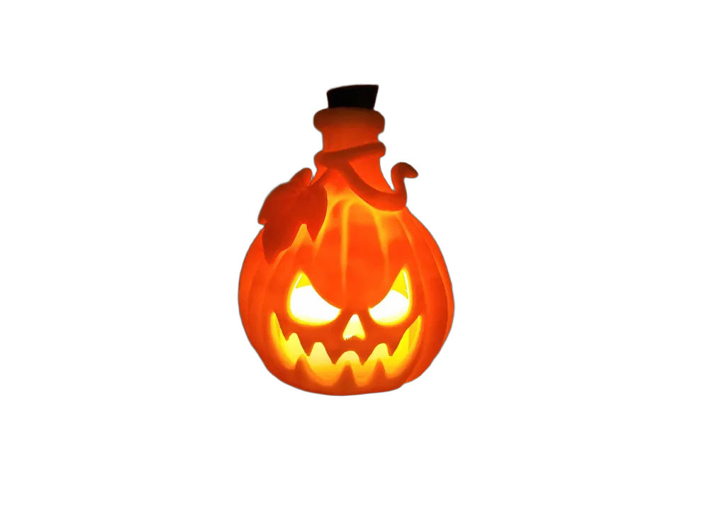Zwei Halloween-Kürbislaternen aus PLA in Pumpkin Orange und Latte Brown