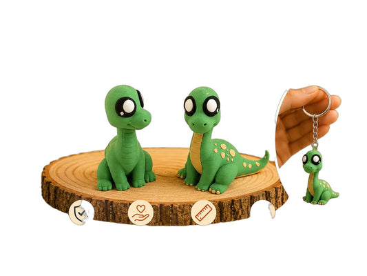Zwei bewegliche Mini-Flexi-Dinosaurier mit großen Augen