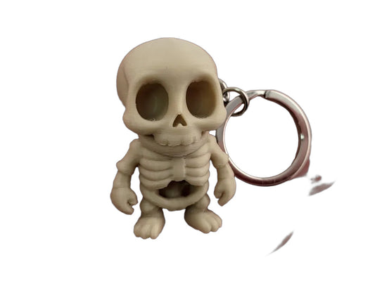 Fünf Skelett-Schlüsselanhänger in Totenkopfform aus PLA in Desert Tan