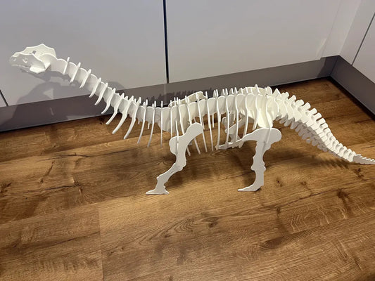 Weißes Brontosaurus-3D-Puzzle aus PLA-Teilen – Ansicht 2