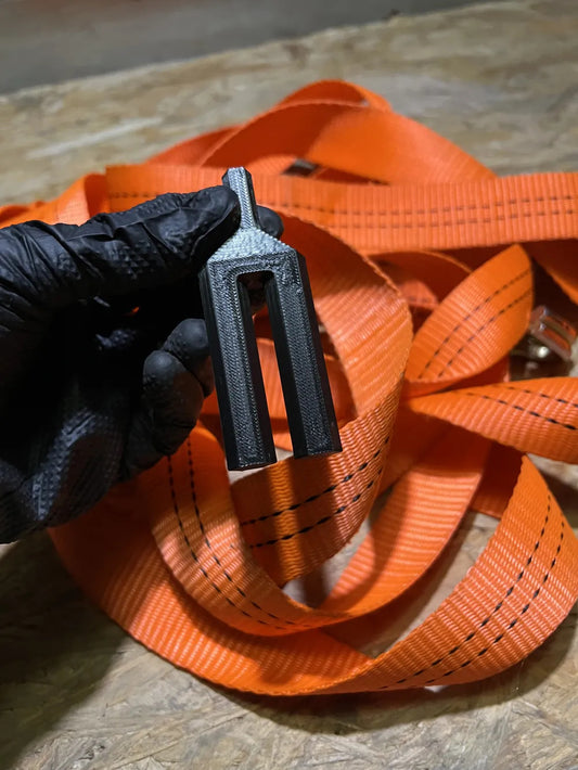 Spanngurtwickler, 2-teilig, für Akkuschrauber, für Gurte bis 5 cm, PLA, Schwarz – Ansicht 2