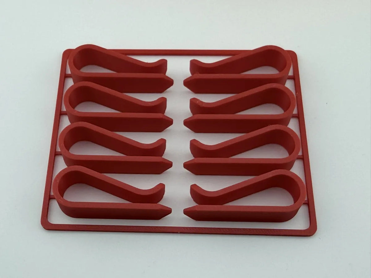 2 rote PLA-Gurtclip-Halter für 25-mm- und 35-mm-Gurte, Spannbänder und Ratschenriemen, 3D-gedruckt – Ansicht 2