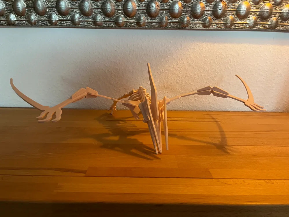 Beigefarbener Pterodactylus-3D-Puzzle-Bausatz aus PLA – Ansicht 2