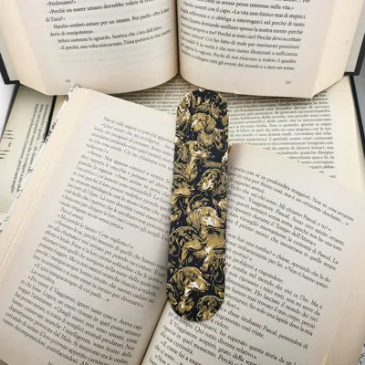 Mehrfarbiges Dackel-Lesezeichen in Gold, Bronze, Jade White und Schwarz – Ansicht 3