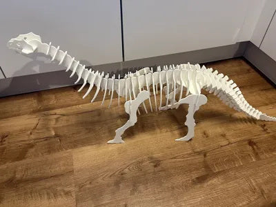 Weißes Brontosaurus-3D-Puzzle aus PLA-Teilen – Ansicht 3