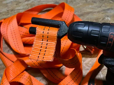 Spanngurtwickler, 2-teilig, für Akkuschrauber, für Gurte bis 5 cm, PLA, Schwarz – Ansicht 3