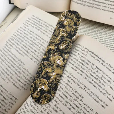 Mehrfarbiges Dackel-Lesezeichen in Gold, Bronze, Jade White und Schwarz – Ansicht 4