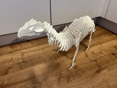 Weißes Brontosaurus-3D-Puzzle aus PLA-Teilen – Ansicht 4