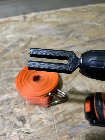 Spanngurtwickler, 2-teilig, für Akkuschrauber, für Gurte bis 5 cm, PLA, Schwarz – Ansicht 5