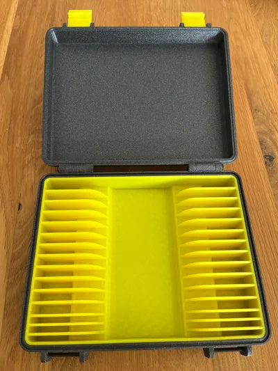 Aufbewahrungsbox kompatibel mit Apple-Watch-Armbändern, PLA, Schwarz-Gelb, 150 x 180 x 50 mm, 1 Stück – Ansicht 5