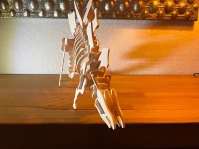 Beigefarbenes Stegosaurus-3D-Puzzle aus zusammengesetzten Teilen – Ansicht 5