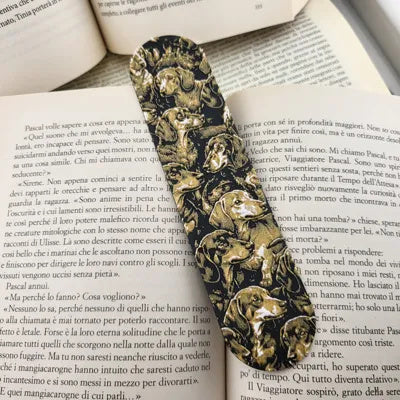 Mehrfarbiges Dackel-Lesezeichen in Gold, Bronze, Jade White und Schwarz – Ansicht 5