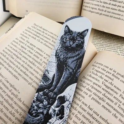 Gotisches Lesezeichen mit schwarzer Katze und Totenkopf – Ansicht 6