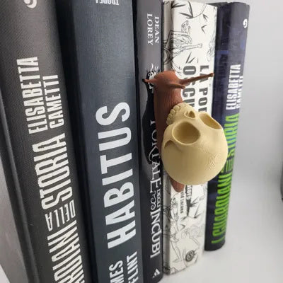 Totenkopfschnecke als mehrfarbige Bücherregal-Dekoration in Desert Tan und Terracotta – Ansicht 6