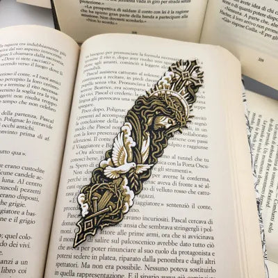 Mehrfarbiges christliches Jesus-Lesezeichen in Weiß, Schwarz, Bronze und Gold – Ansicht 6