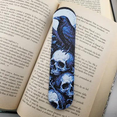 Mehrfarbiges PLA-Lesezeichen mit Gothic-Rabenschädelmotiv – Ansicht 7