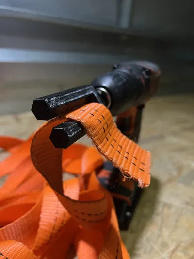 Spanngurtwickler, 2-teilig, für Akkuschrauber, für Gurte bis 5 cm, PLA, Schwarz – Ansicht 9