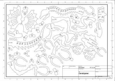 Beigefarbenes Dilophosaurus-3D-Puzzle in Dinosaurierform – Ansicht 10