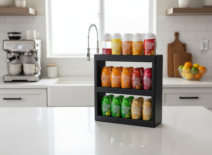 Sirupständer für 15 Flaschen – Kompatibel mit More Nutrition Zerups & ESN-Sirupflaschen – Küchen- & Bar-Organisation, robustes Design