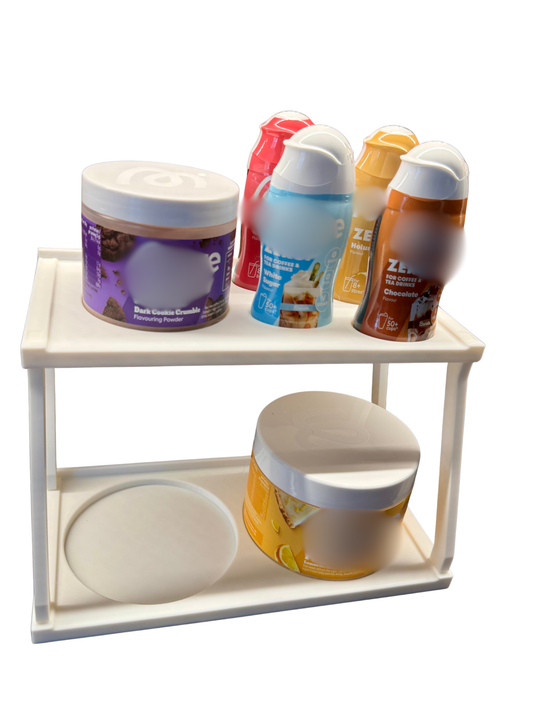 Modernes 3D-Gedrucktes Regal  für 3 Chunky Flavours & 4 Sirups – kompatibel mit More Nutrition - Aufbewahrung Ordnung (Weiß)
