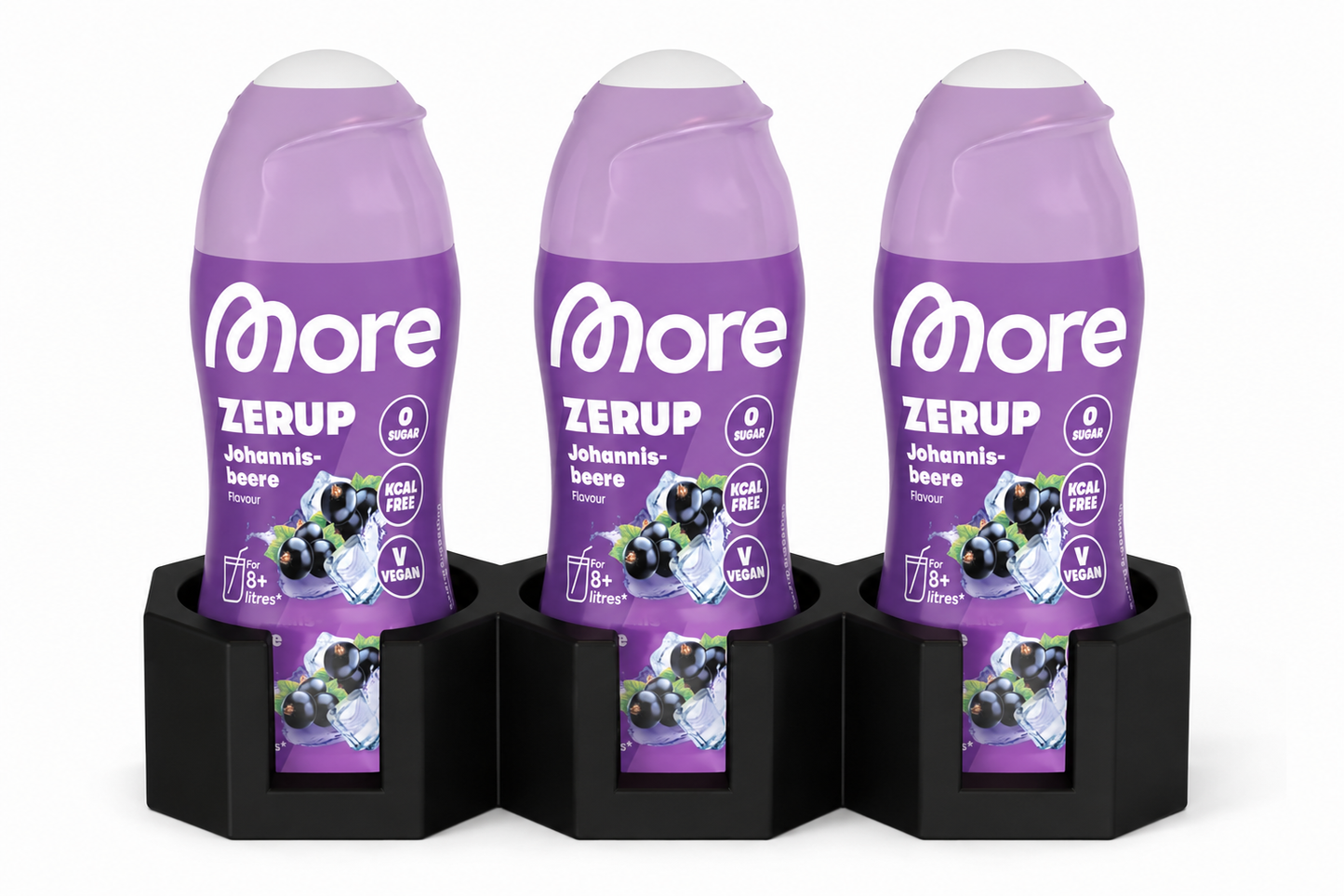 Siruphalter 2er Set für More Zerup Flaschen – 3D-gedruckter Flaschenhalter für je 3 Flaschen – Organizer für Getränkesirup, Kaffeesirup & Zerup