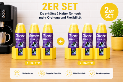 Siruphalter 2er Set für More Zerup Flaschen – 3D-gedruckter Flaschenhalter für je 3 Flaschen – Organizer für Getränkesirup, Kaffeesirup & Zerup
