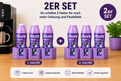 Siruphalter 2er Set für More Zerup Flaschen – 3D-gedruckter Flaschenhalter für je 3 Flaschen – Organizer für Getränkesirup, Kaffeesirup & Zerup