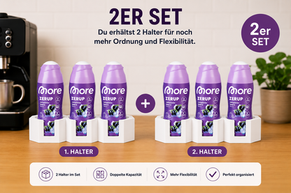 Siruphalter 2er Set für More Zerup Flaschen – 3D-gedruckter Flaschenhalter für je 3 Flaschen – Organizer für Getränkesirup, Kaffeesirup & Zerup