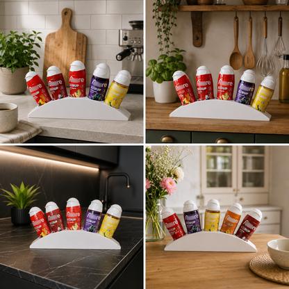 MORE Zerup Halter für 4–9 Flaschen – Moderner Sirup Organizer für MORE Zerup Fläschchen – Getränkehalter & Küchen Organizer – 3D Gedruckt – Minimalistisches Design für Küche & Coffee Bar