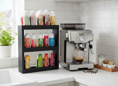 Sirupständer für 15 Flaschen – Kompatibel mit More Nutrition Zerups & ESN-Sirupflaschen – Küchen- & Bar-Organisation, robustes Design