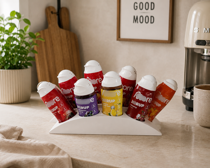 MORE Zerup Halter für 4–9 Flaschen – Moderner Sirup Organizer für MORE Zerup Fläschchen – Getränkehalter & Küchen Organizer – 3D Gedruckt – Minimalistisches Design für Küche & Coffee Bar