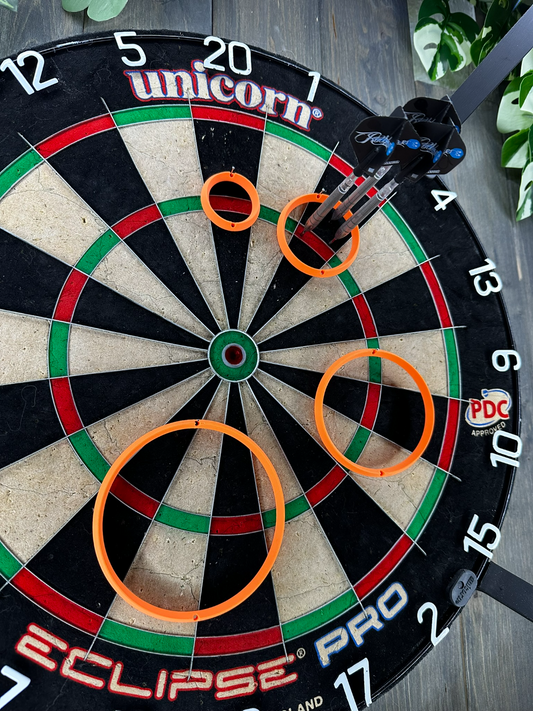 Dart Übungsringe Set, 4 Größen, je 2 Stück (8 Ringe), 3 cm, 5 cm, 7,5 cm, 10 cm, Zielringe für Präzisionstraining