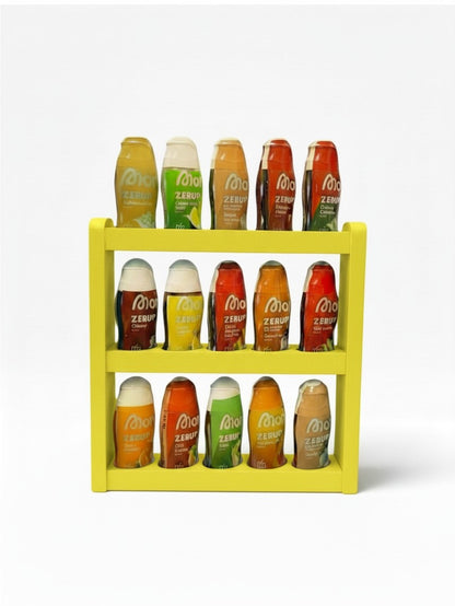 Sirupständer für 15 Sirup Flaschen – Kompatibel mit More Nutrition Zerups & ESN-Sirupflaschen – Küchen- & Bar-Organisation, robustes Design- Summer Edition