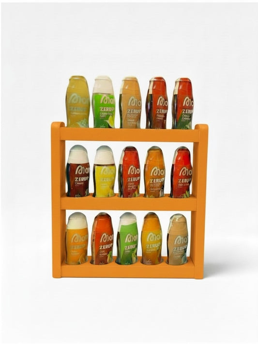 Sirupständer für 15 Sirup Flaschen – Kompatibel mit More Nutrition Zerups & ESN-Sirupflaschen – Küchen- & Bar-Organisation, robustes Design- Summer Edition